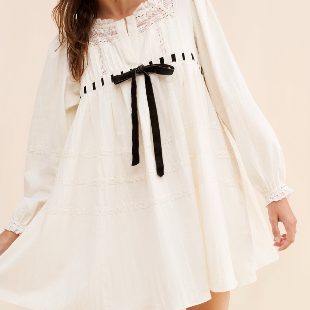 Free People Tea Time Babydoll Mini Dress Size: L